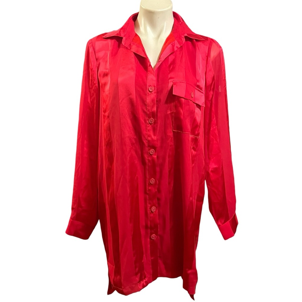House Of Harlow x Revolve red satin striped oversized shirt